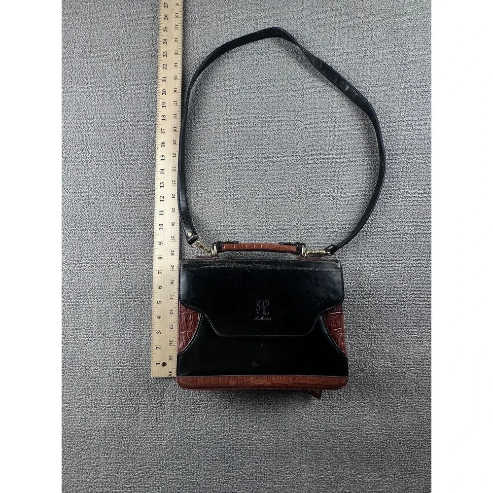 Vintage Bellarosa Satchel Handbag Women Black Brown Top Handle Academic Luxury